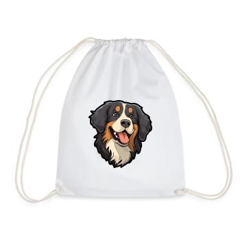 Bernese Mountain Dog Breed Cartoon Kawaii Illustra - Drawstring Bag - white - Front