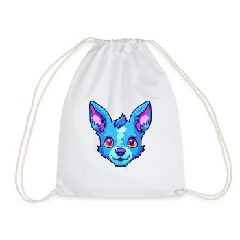 Blue Heeler Dog Breed Cartoon Kawaii Illustration - Drawstring Bag - white - Front