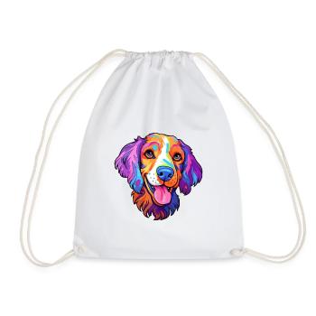 Dutch Smoushond Dog Breed Cartoon Kawaii Illustrat - Drawstring Bag - white - Front