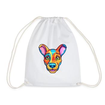 Kangaroo Dog Breed Cartoon Kawaii Illustration - Drawstring Bag - white - Front