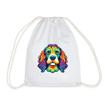 Kai Ken Dog Breed Cartoon Kawaii Illustration - Drawstring Bag - white - Front