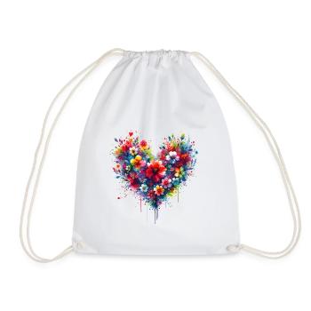 Heart in Bloom - Drawstring Bag - white - Front