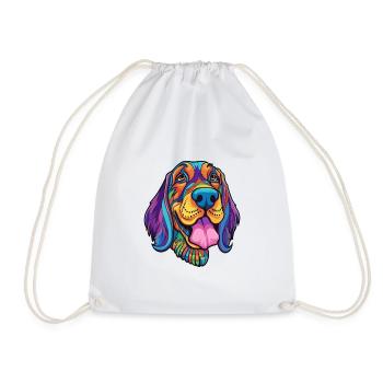 Majestic Tree Hound Dog Breed Cartoon Kawaii Illus - Drawstring Bag - white - Front
