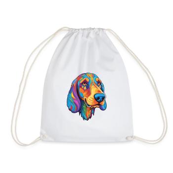 Finnish Hound Dog Breed Cartoon Kawaii Illustratio - Drawstring Bag - white - Front