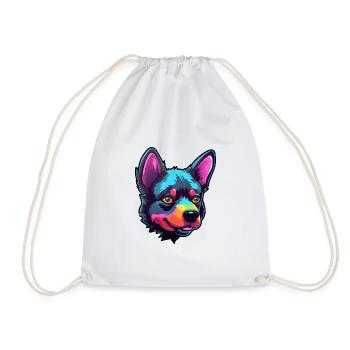 Chien d’élan norvégien noir race de chien Cartoon Kawaii - Sac de sport léger - blanc - Devant