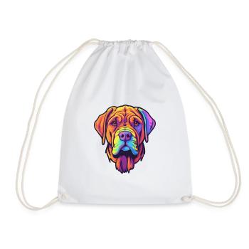 Boerboel Dog Breed Cartoon Kawaii Illustration - Drawstring Bag - white - Front