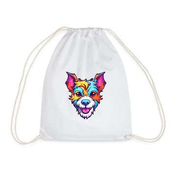 Japanese Terrier Dog Breed Cartoon Kawaii Illustra - Drawstring Bag - white - Front