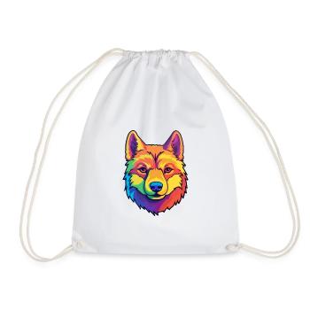 Jindo Dog Breed Cartoon Kawaii Illustration - Drawstring Bag - white - Front