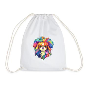 Japanese Chin Dog Breed Cartoon Kawaii Illustratio - Drawstring Bag - white - Front