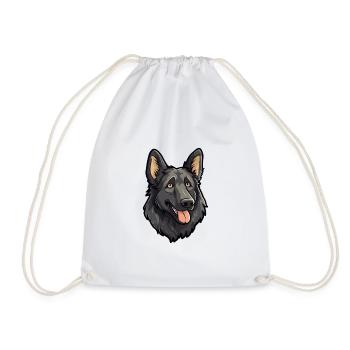 Chien de berger belge race de chien Cartoon Kawaii Illustra - Sac de sport léger - blanc - Devant