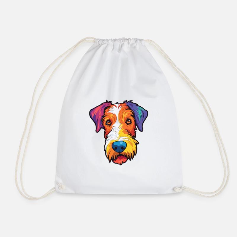 Draht Foxterrier Hunderasse Cartoon Kawaii Illustra - Turnbeutel - Weiß