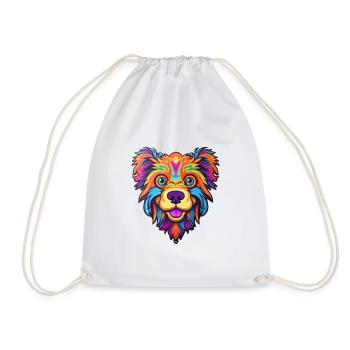 Taigan Kyrgyz Taighany Dog Breed Cartoon Kawaii Il - Drawstring Bag - white - Front