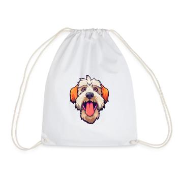 Soft Coated Wheaten Terrier Dog Breed Cartoon Kawa - Drawstring Bag - white - Front