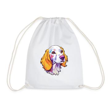 English Setter Dog Breed Cartoon Kawaii Illustrati - Drawstring Bag - white - Front