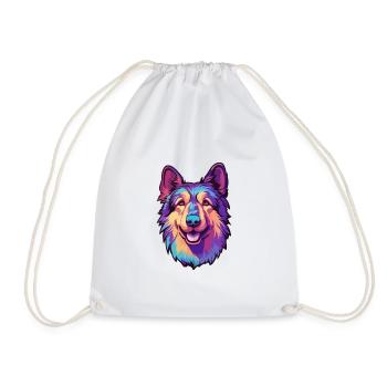 Bucovine chien de berger race dessin animé kawaii illustr - Sac de sport léger - blanc - Devant