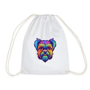 Brussels Griffon Dog Breed Cartoon Kawaii Illustra - Drawstring Bag - white - Front
