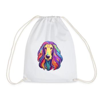 Lévrier afghan race chien dessin animé Kawaii Illustration - Sac de sport léger - blanc - Devant