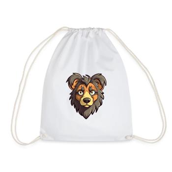 Taigan Dog Breed Cartoon Kawaii Illustration - Drawstring Bag - white - Front