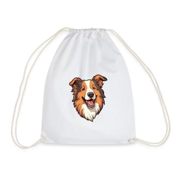 Scotch Collie chien race Cartoon Kawaii Illustratio - Sac de sport léger - blanc - Devant