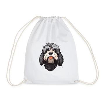 Schapendoes race de chien dessin animé Kawaii Illustration - Sac de sport léger - blanc - Devant