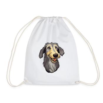 Scottish Deerhound Hunderasse Cartoon Kawaii Illust - Turnbeutel - Weiß - Vorne
