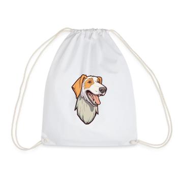 Russian Wolfhound Dog Breed Cartoon Kawaii Illustr - Drawstring Bag - white - Front