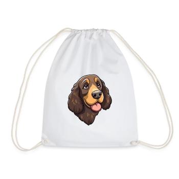 American Water Spaniel Dog Breed Cartoon Kawaii Il - Turnbeutel - Weiß - Vorne