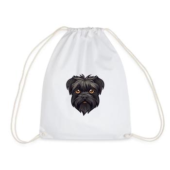 Affenpinscher Dog Breed Cartoon Kawaii Illustratio - Drawstring Bag - white - Front