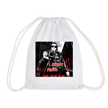 Street photo woman - Drawstring Bag - white - Front