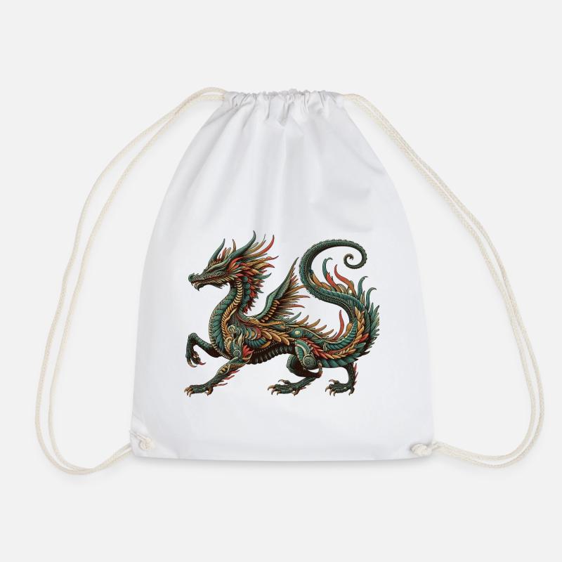 Farbdrache Ornament Tribal Stil - Turnbeutel - Weiß