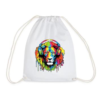 Lion avec casque Lion tête de lion - Sac de sport léger - blanc - Devant