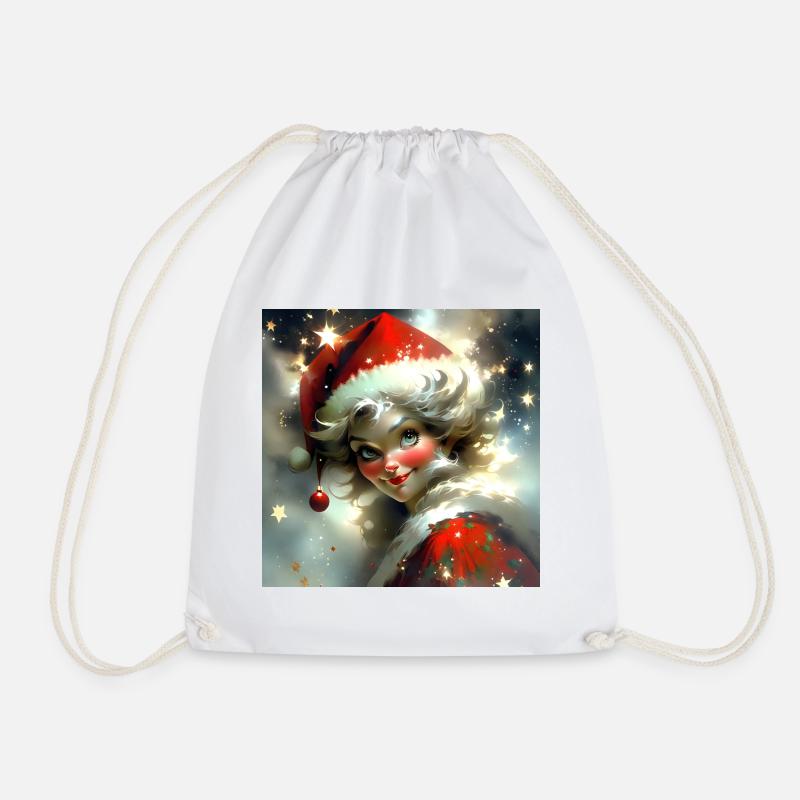 Merry Christmas #9 - Drawstring Bag - white