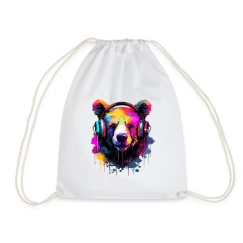 Ours avec casque Music Bears - Sac de sport léger - blanc - Devant