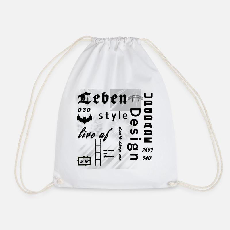 Text Design Style - Drawstring Bag - white