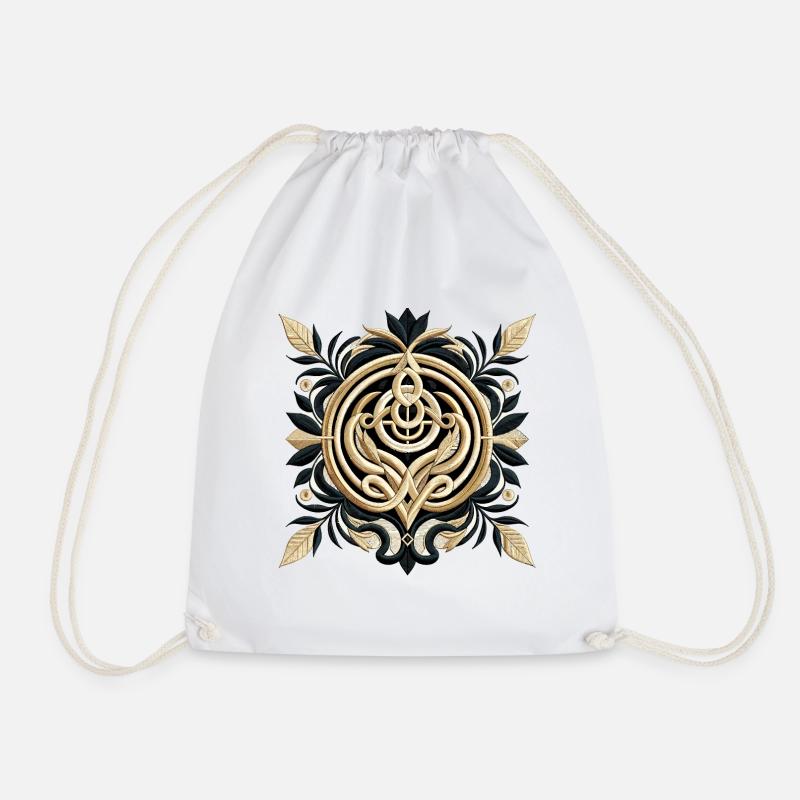 Luxury Minimalist Abstract Embroidery Design - Drawstring Bag - white