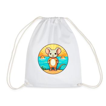 Mouse Watercolor Cartoon Kawaii Clipart Animal - Drawstring Bag - white - Front
