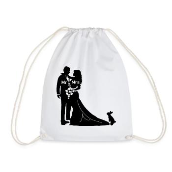 Jeunes mariés avec lapin - Sac de sport léger - blanc - Devant