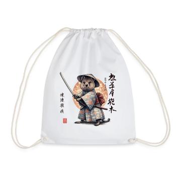 Quokka Samurai Japanese Art Style - Drawstring Bag - white - Front
