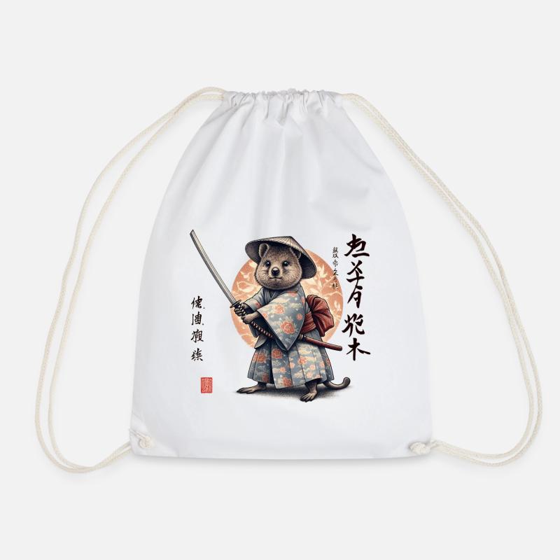 Quokka Samurai Japanischer Kunststil - Turnbeutel - Weiß