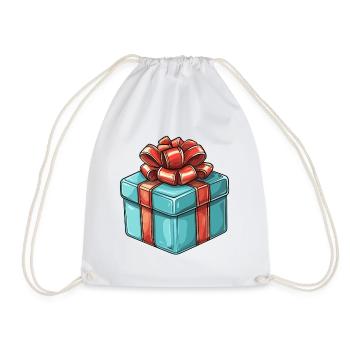 Cadeau en bleu avec noeud rouge - Sac de sport léger - blanc - Devant