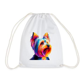 Moderner geometrischer Hundemaulkorb Yorkshire Terrier - Turnbeutel - Weiß - Vorne