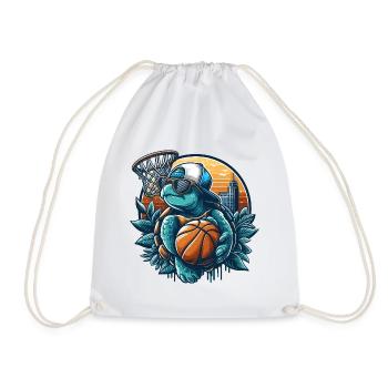 Basketball Turtle Sunglasses Gift - Drawstring Bag - white - Front
