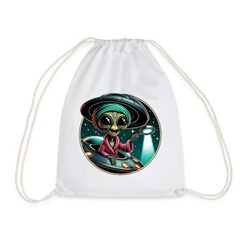 Alien detective in UFO light - Drawstring Bag - white - Front