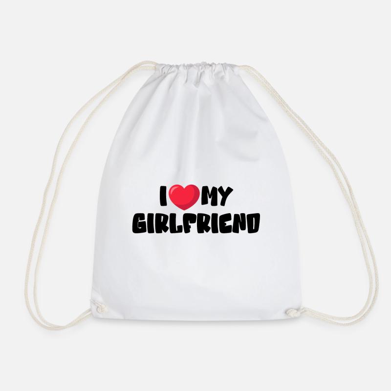I Love My Girlfriend - Drawstring Bag - white