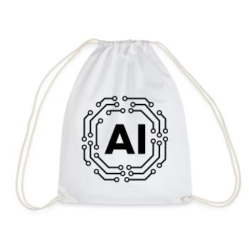 AI Icon Badge Logo Artificial Intelligence Logo - Turnbeutel - Weiß - Vorne