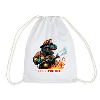 Feuerwehr T-Rex Geschenk - Turnbeutel - Weiß - Vorne
