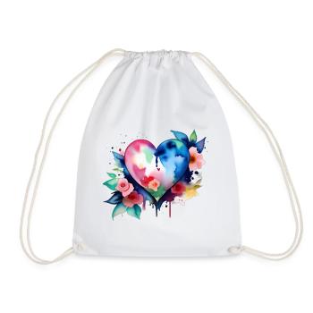 Heart - Color splash - Drawstring Bag - white - Front