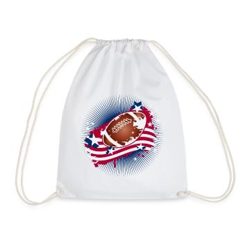 Football Graffiti Motif with American Flag - Drawstring Bag - white - Front
