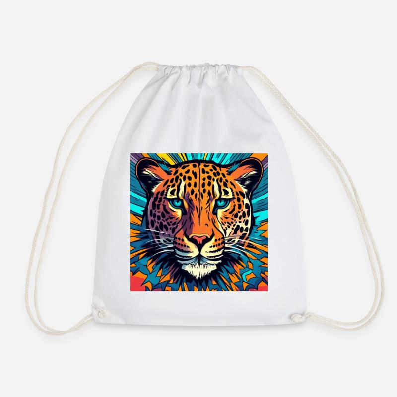 Leopard - Drawstring Bag - white