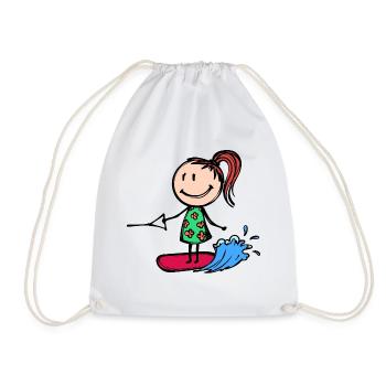 Surfing, wakeboarding, kitesurfing, water sports, water skiing - Drawstring Bag - white - Front